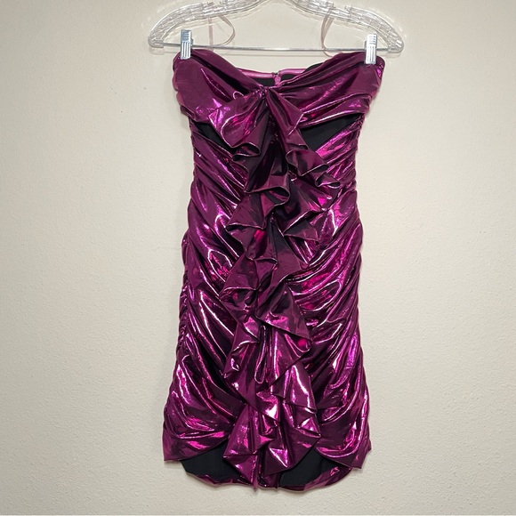 HOUSE OF CB Caterina Pink Strapless Metallic Cut‎ Out Dress Size Small - Picture 2 of 13